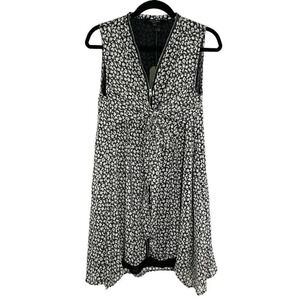 All Saints Gray Floral Jayda Scatter Dress Zip Front Women's Size Medium NEW